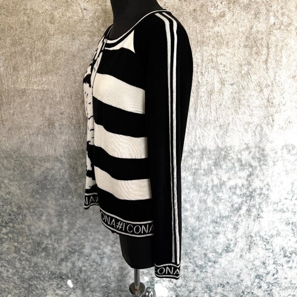 I'cona Black and White Zip Sweater EUC - Medium - Picture 4 of 9